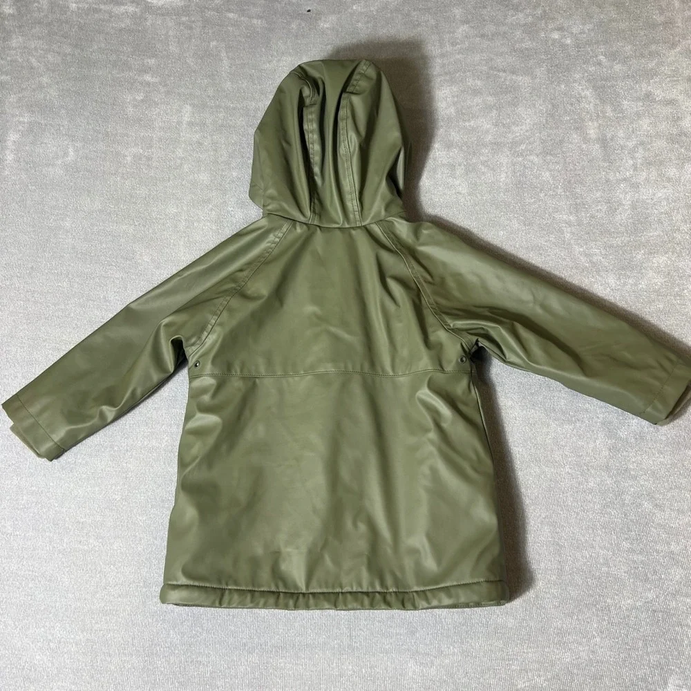 Zara Baby Olive Green Hooded Raincoat Faux Shearling Lined 18-24 Months